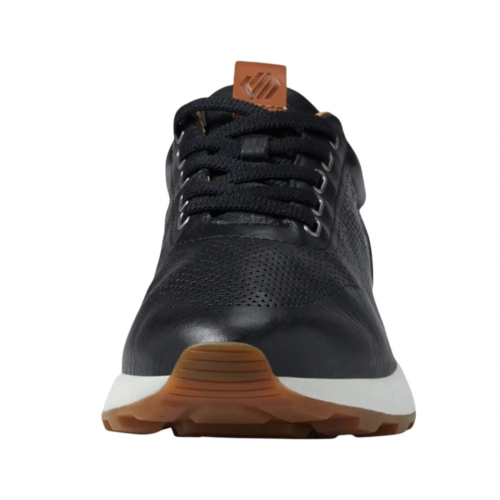 JOHNSTON & MURPHY • Kinnon Perfed Jogger Sneakers Shoes Black Includes Box - Picture 3 of 7